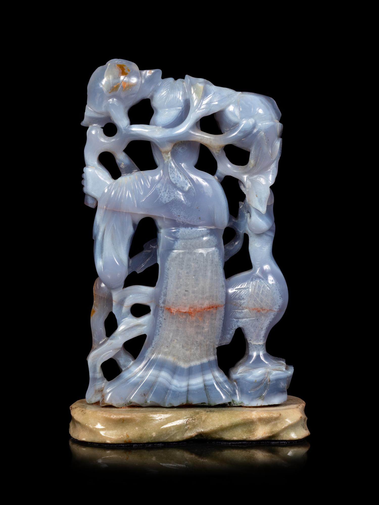 Two Chinese Carved Hardstone 'Immortals' Articles