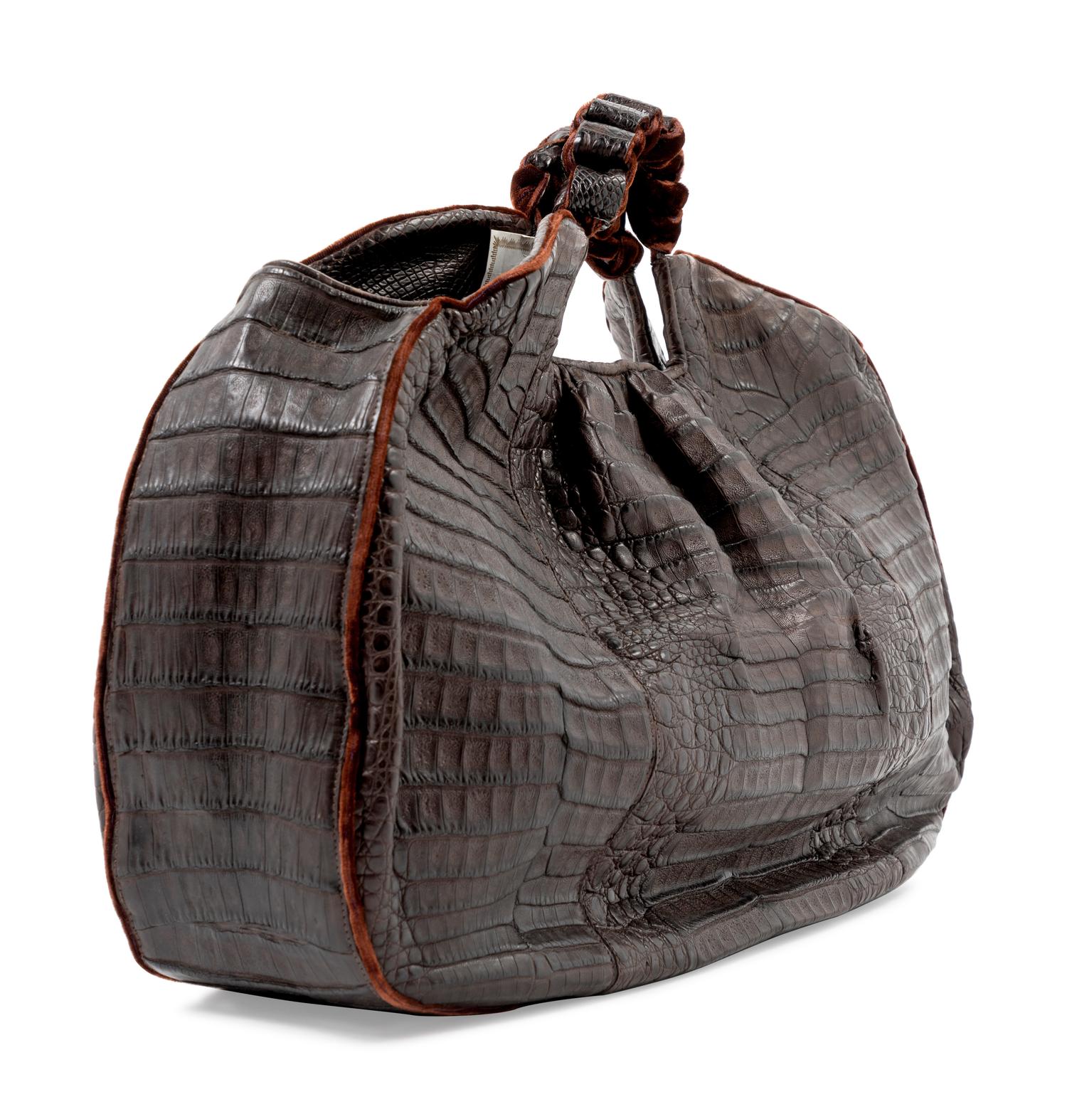 Nancy Gonzalez Brown Crocodile Bag,