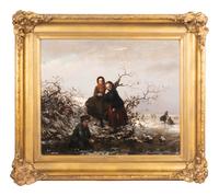 Three Children Playing in the Snow