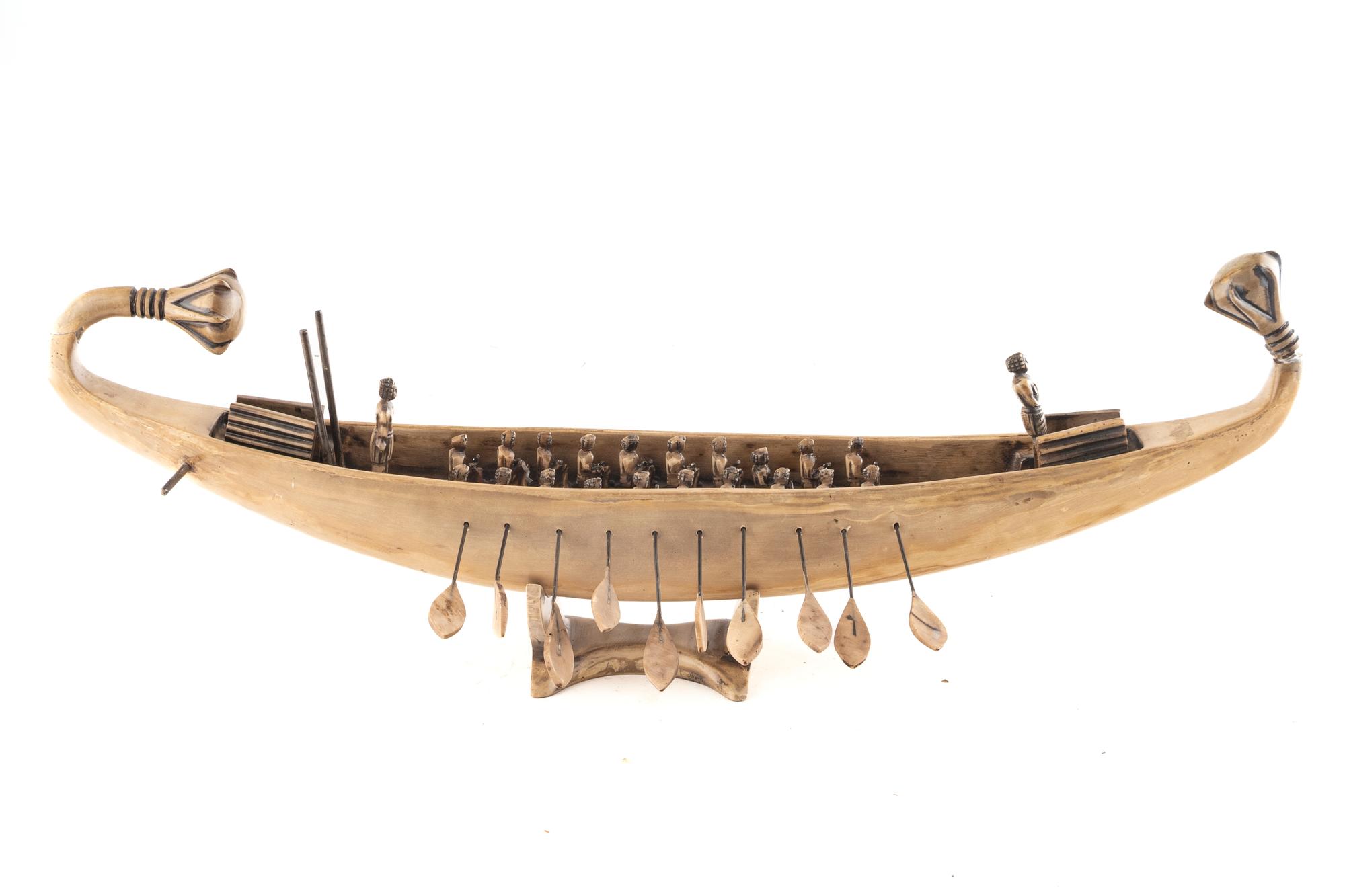 An Egyptian Style Carved Wood Boat Model
