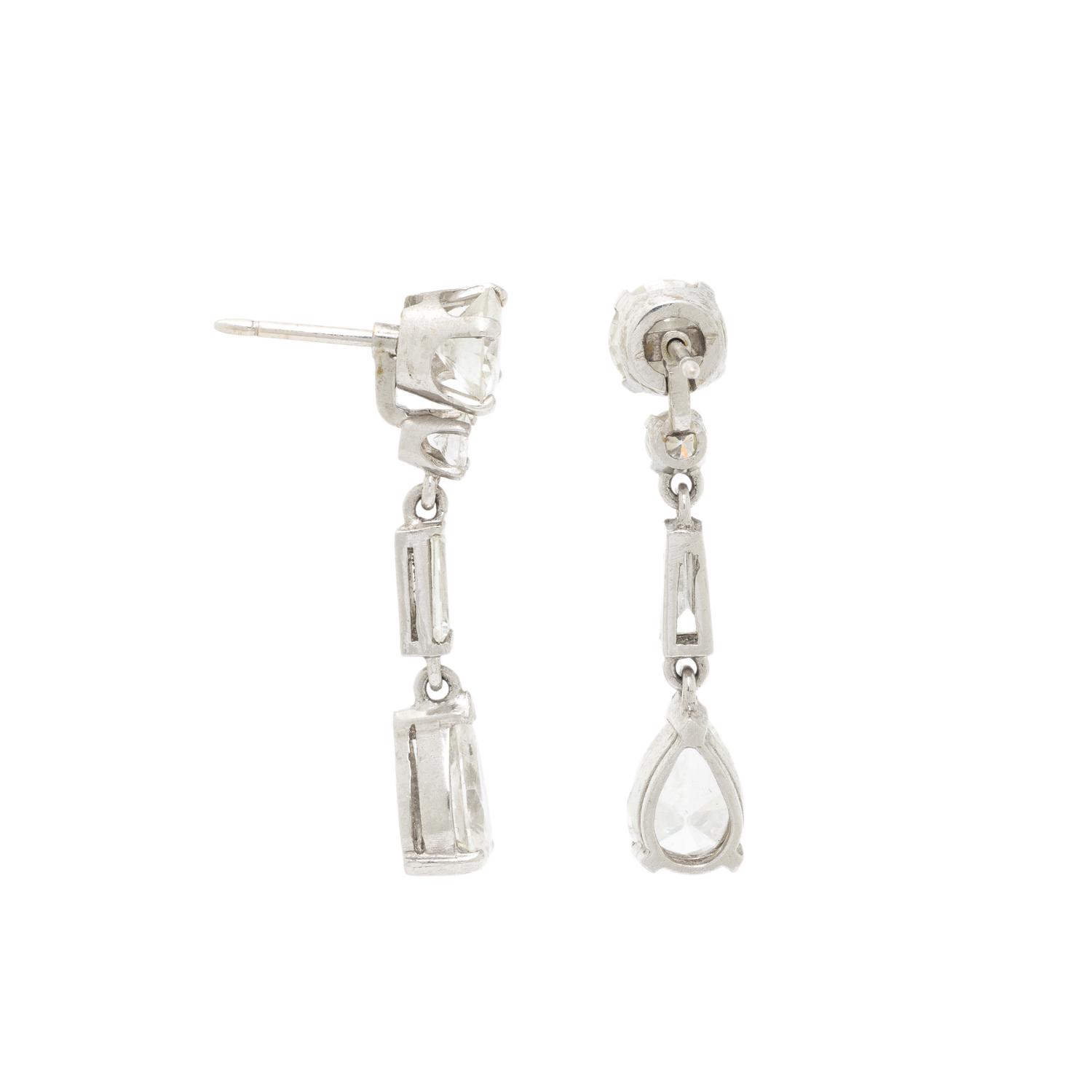 DIAMOND AND PLATINUM STUD EARRINGS WITH JACKETS