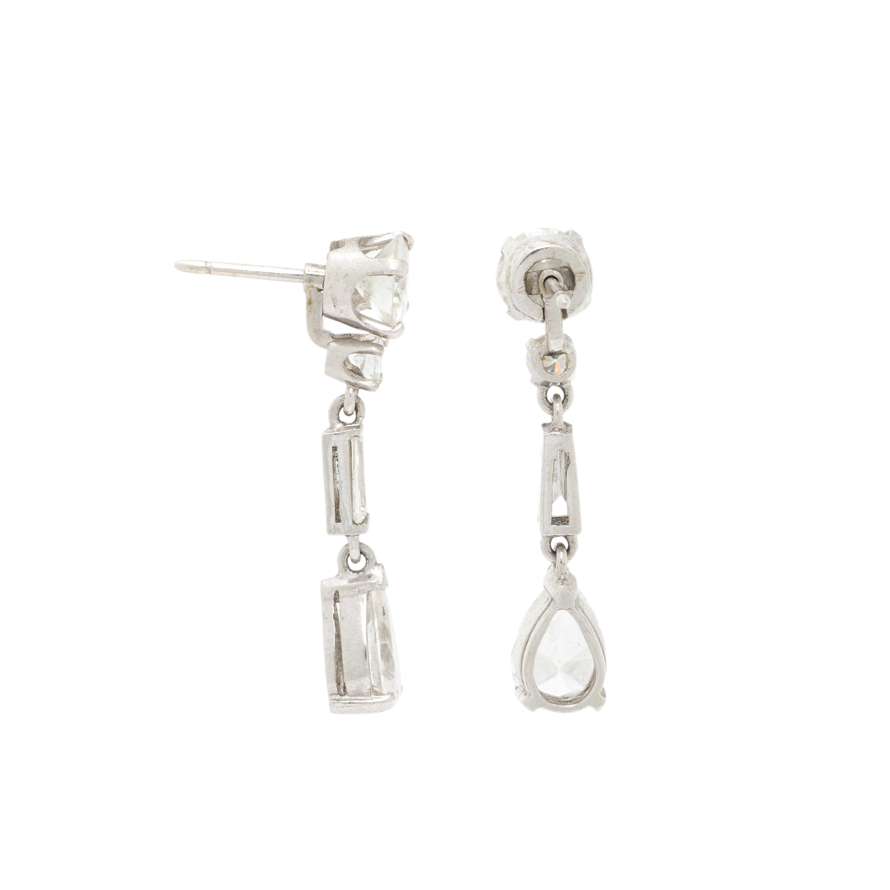 DIAMOND AND PLATINUM STUD EARRINGS WITH JACKETS