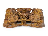 A Chinese Red and Gilt Lacquered Carved Wood Wall Panel — 19TH CENTURY
