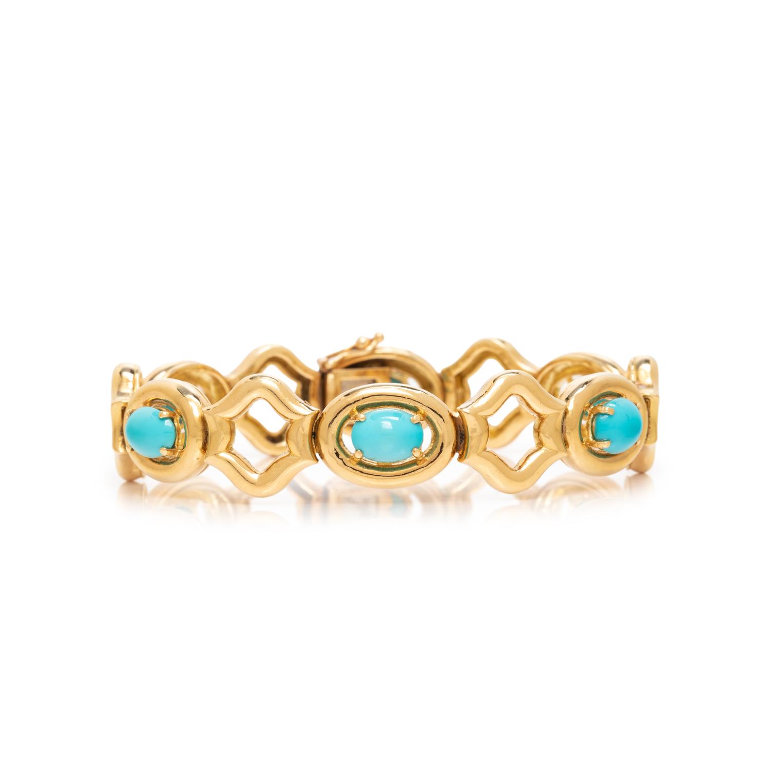 TIFFANY & CO., YELLOW GOLD AND TURQUOISE BRACELET