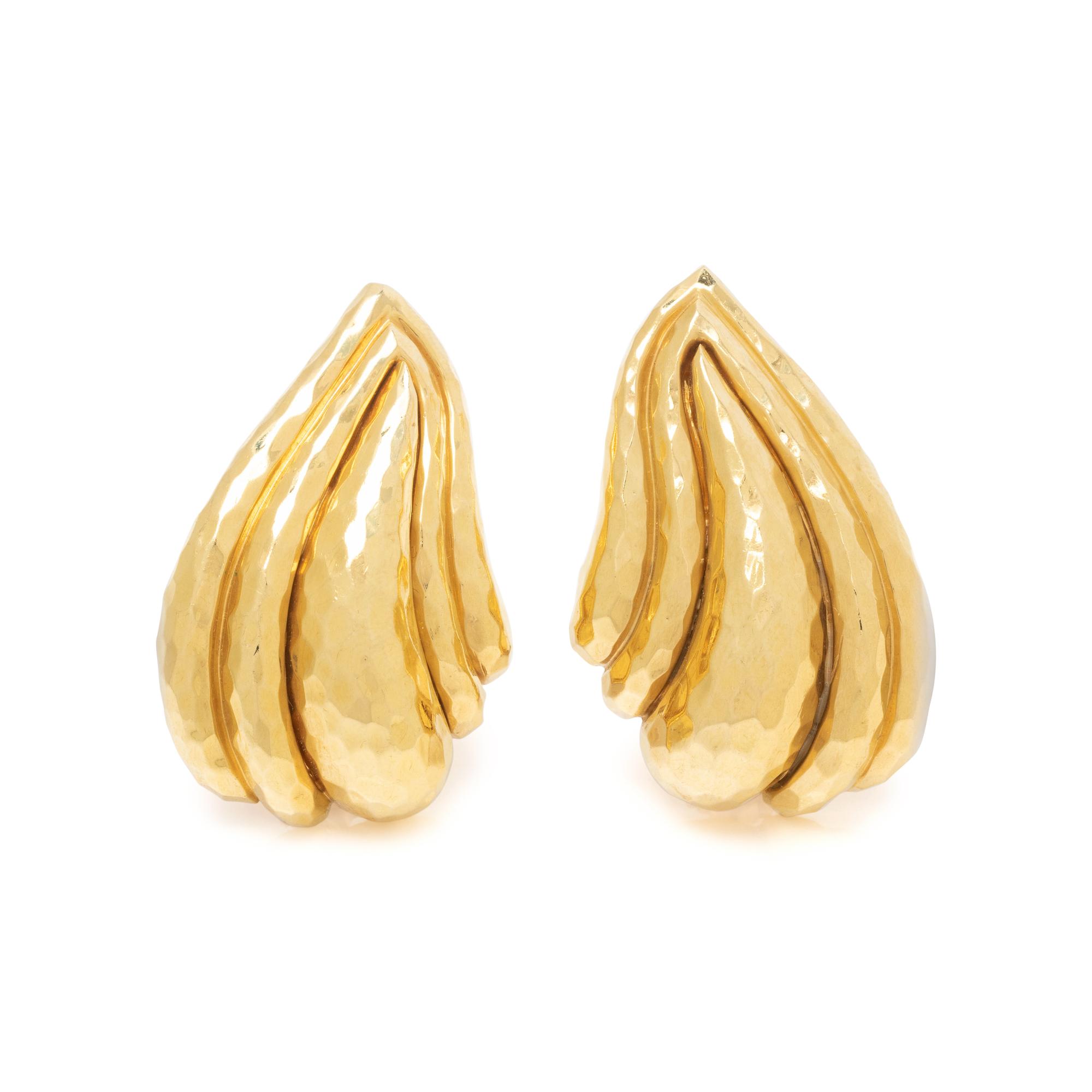 HENRY DUNAY, YELLOW GOLD EARCIPS