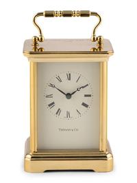 A Tiffany and Co. Brass Presentation Carriage Clock
