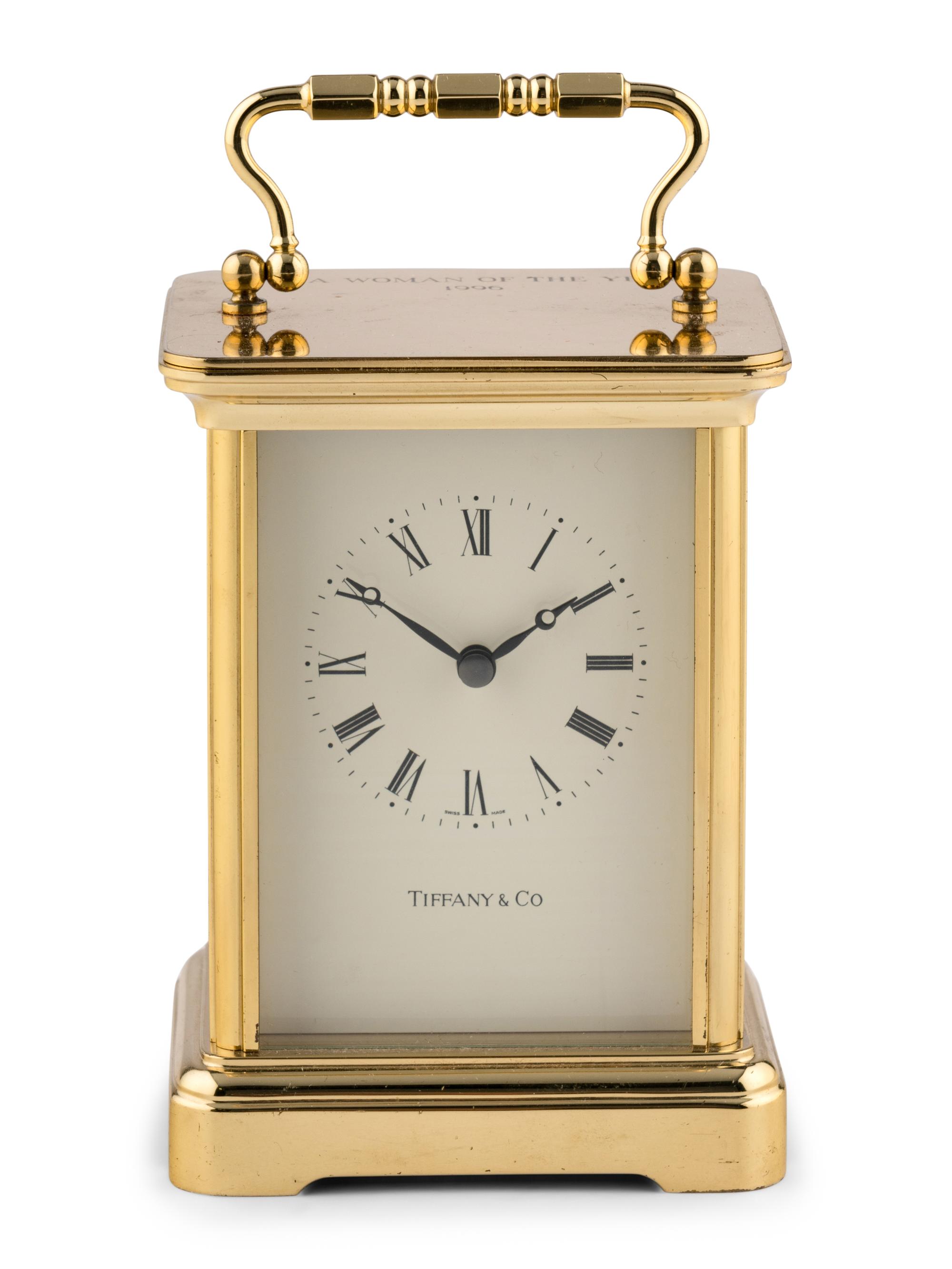A Tiffany and Co. Brass Presentation Carriage Clock