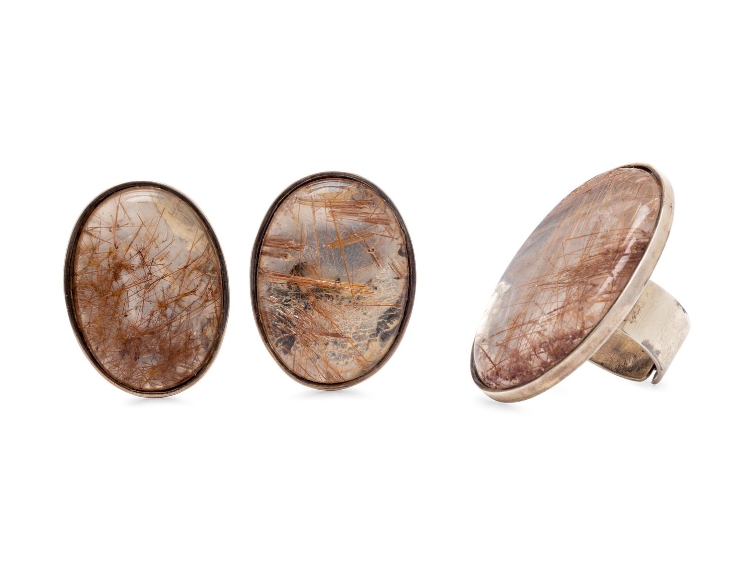 A Silver and Rutilated Quartz Demi-Parure, Georgina Ward,