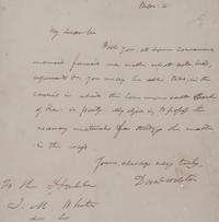 WEBSTER, Daniel (1782-1852). Autograph letter signed (“Dan’l Webster”), to J. M. White. N.p., 4 March n.y.