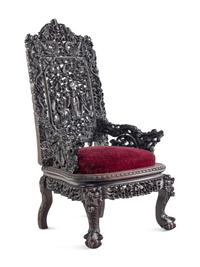 A Chinese Export Carved Rosewood Side Chair