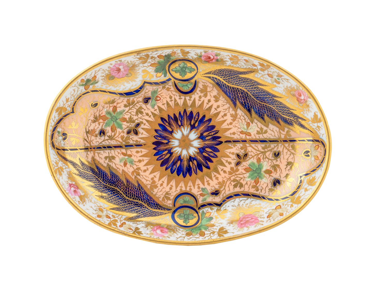 An English Porcelain Oval Plate — 18TH CENTURY