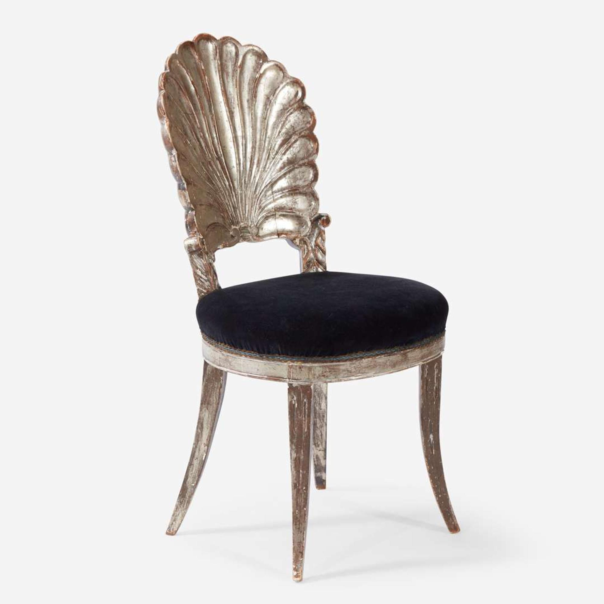 An Italian Silvered Shell-Back Grotto Chair late 19th/early 20th century