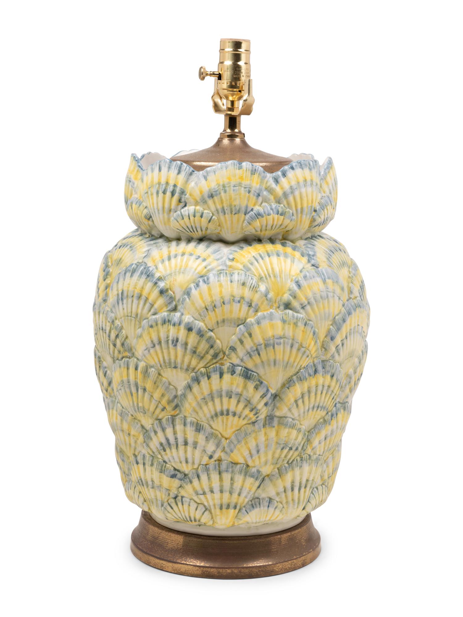 A Mottahedeh Porcelain Shell Lamp