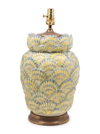 A Mottahedeh Porcelain Shell Lamp