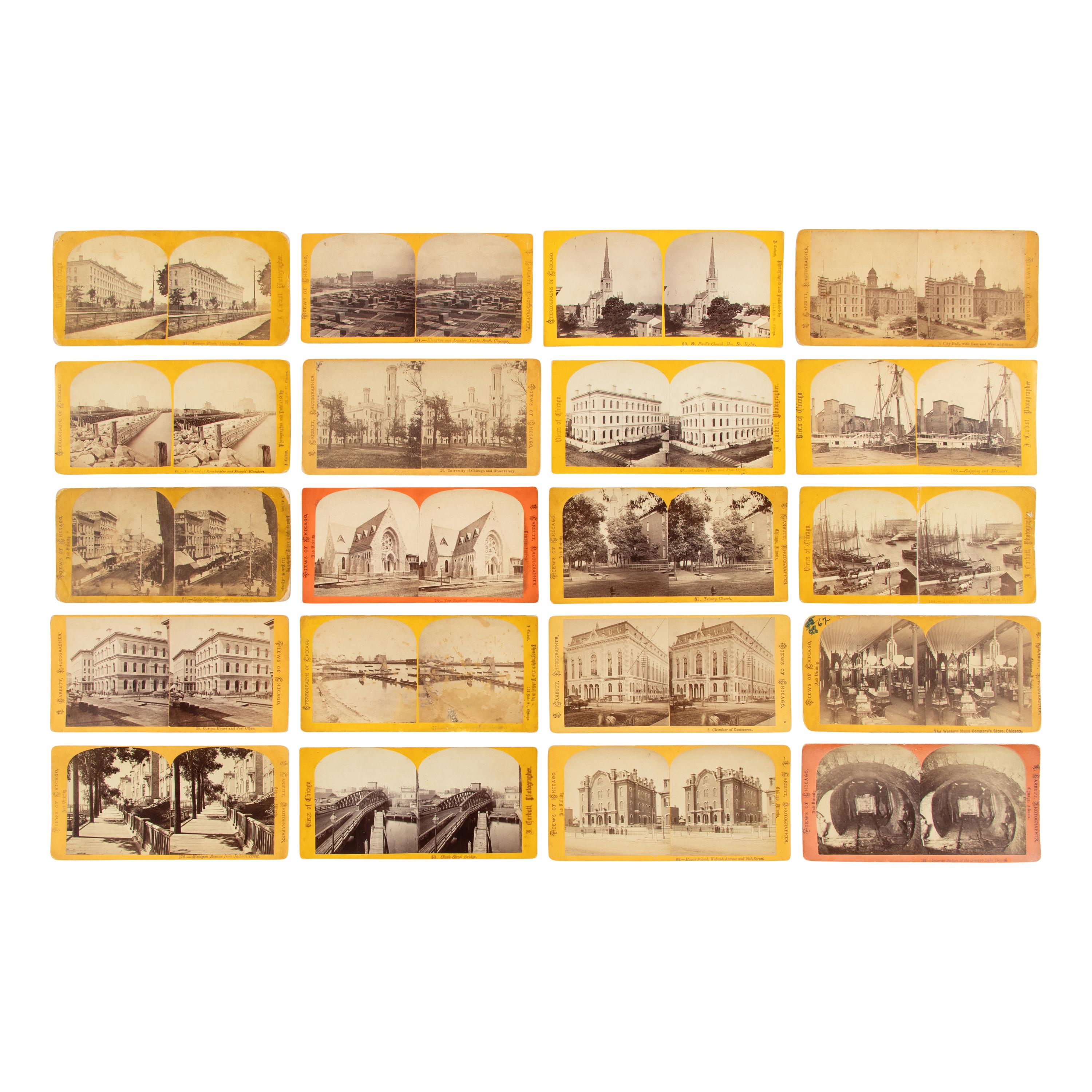 [Chicago Fire]. Carbutt, J. (1832-1905), photographer. A group of over 50 mostly pre-fire stereoviews of Chicago.