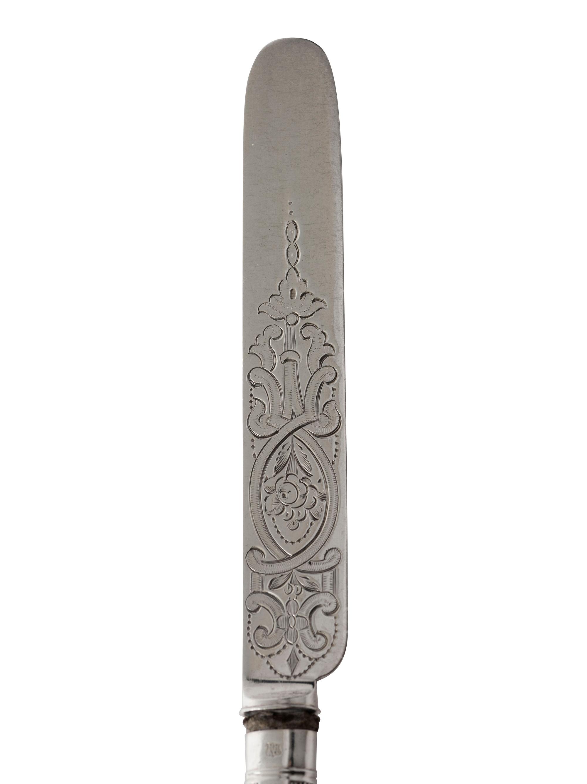 A Victorian Engraved Silver Fruit Service