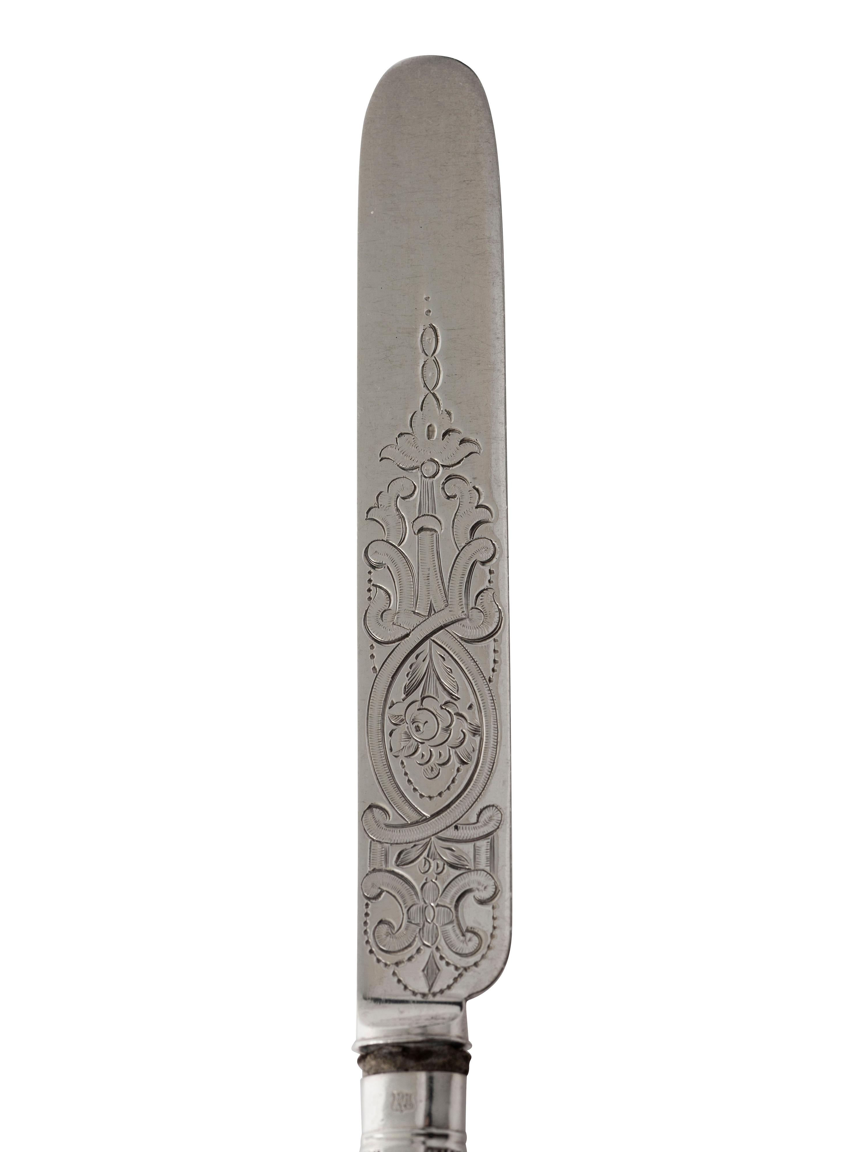A Victorian Engraved Silver Fruit Service