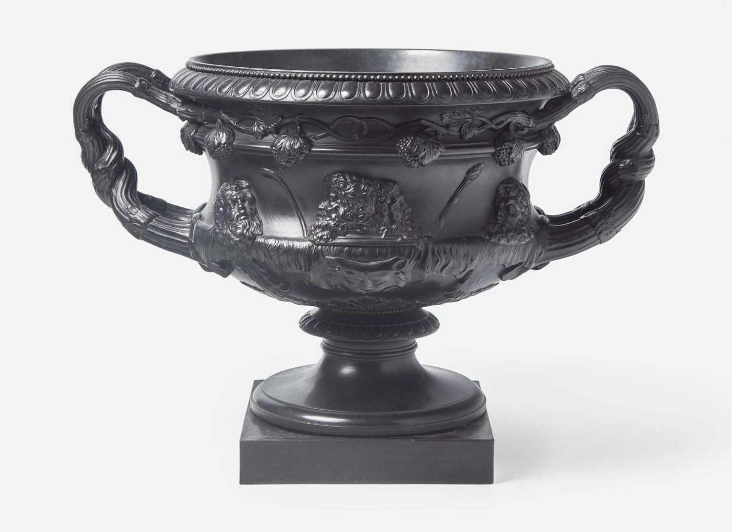 A Large Wedgwood Black Basalt "Warwick" Vase, UK, 19th century