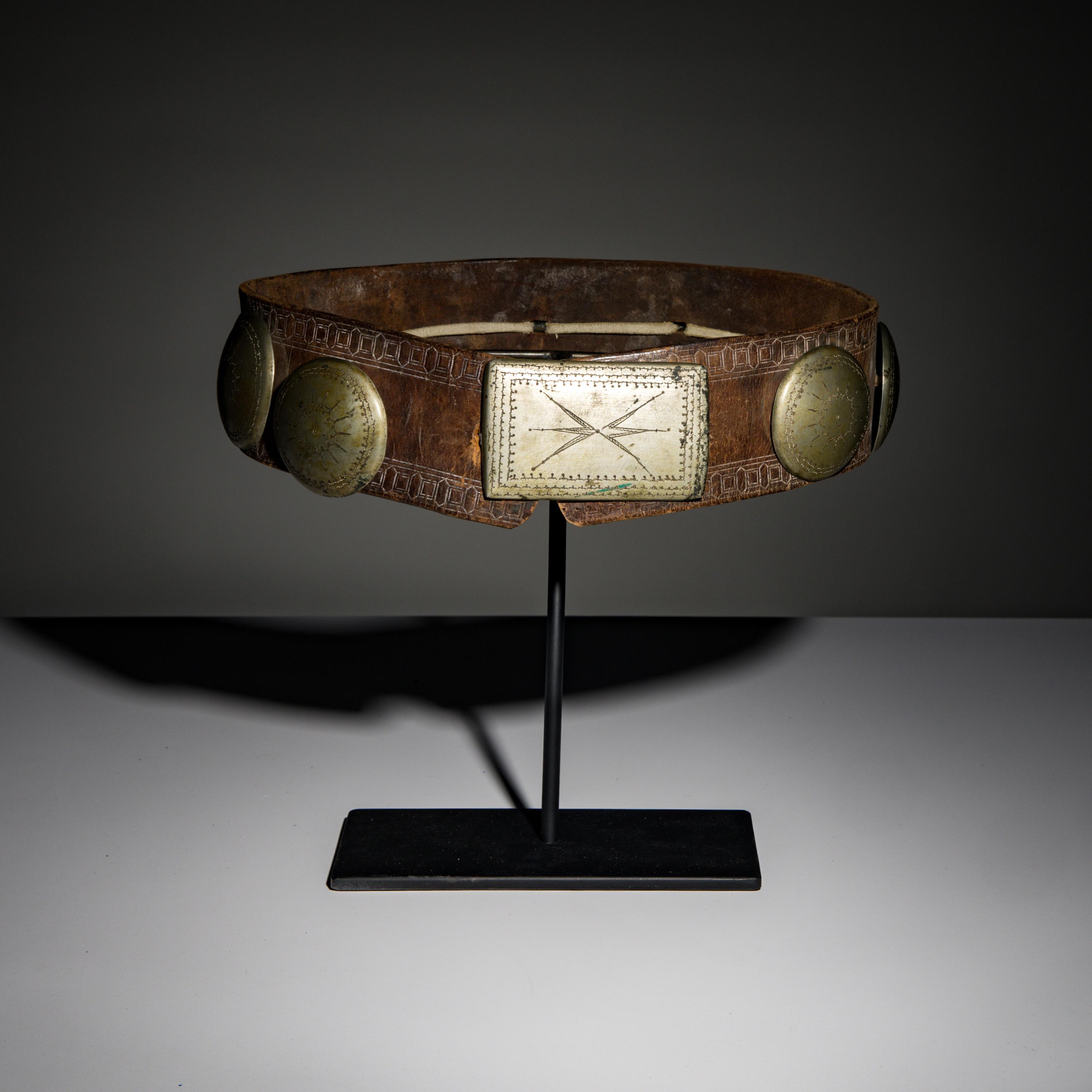 Southern Plains Tooled Belt, with German Silver Conchas