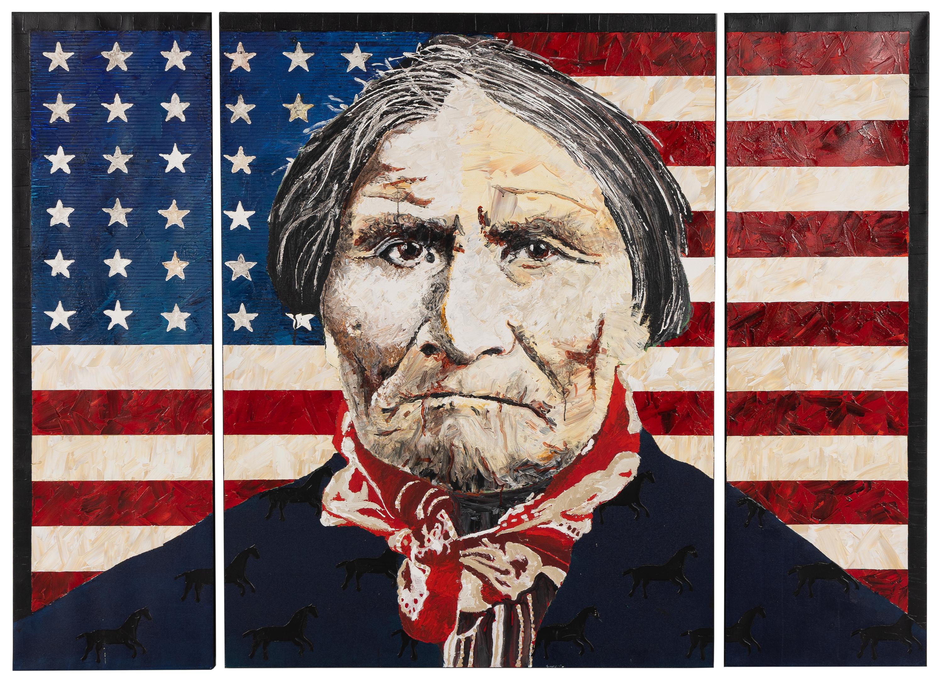 Tomás Lasansky (American, b. 1957) — Geronimo with Horses Triptych, 2008
