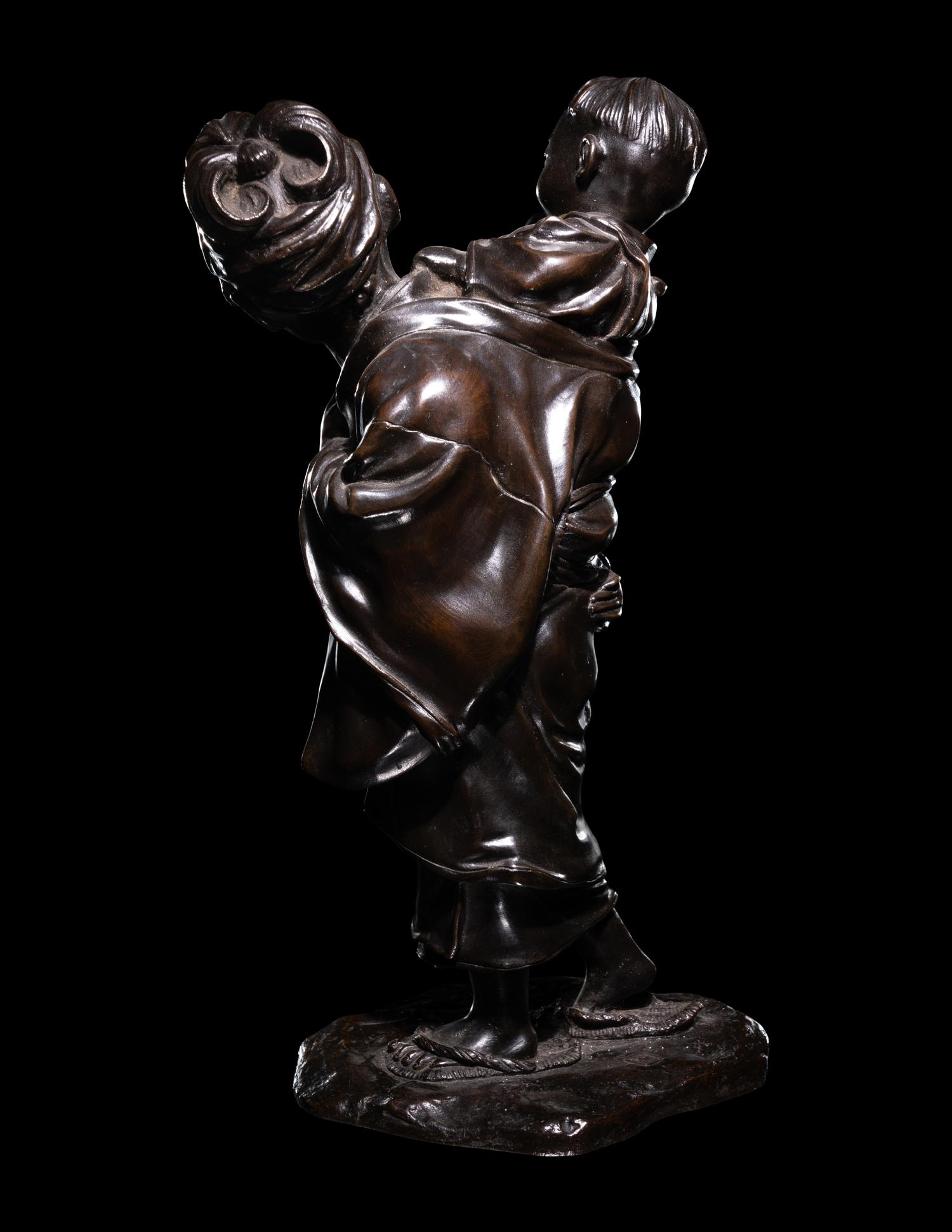 Two Japanese Bronze Figural Groups