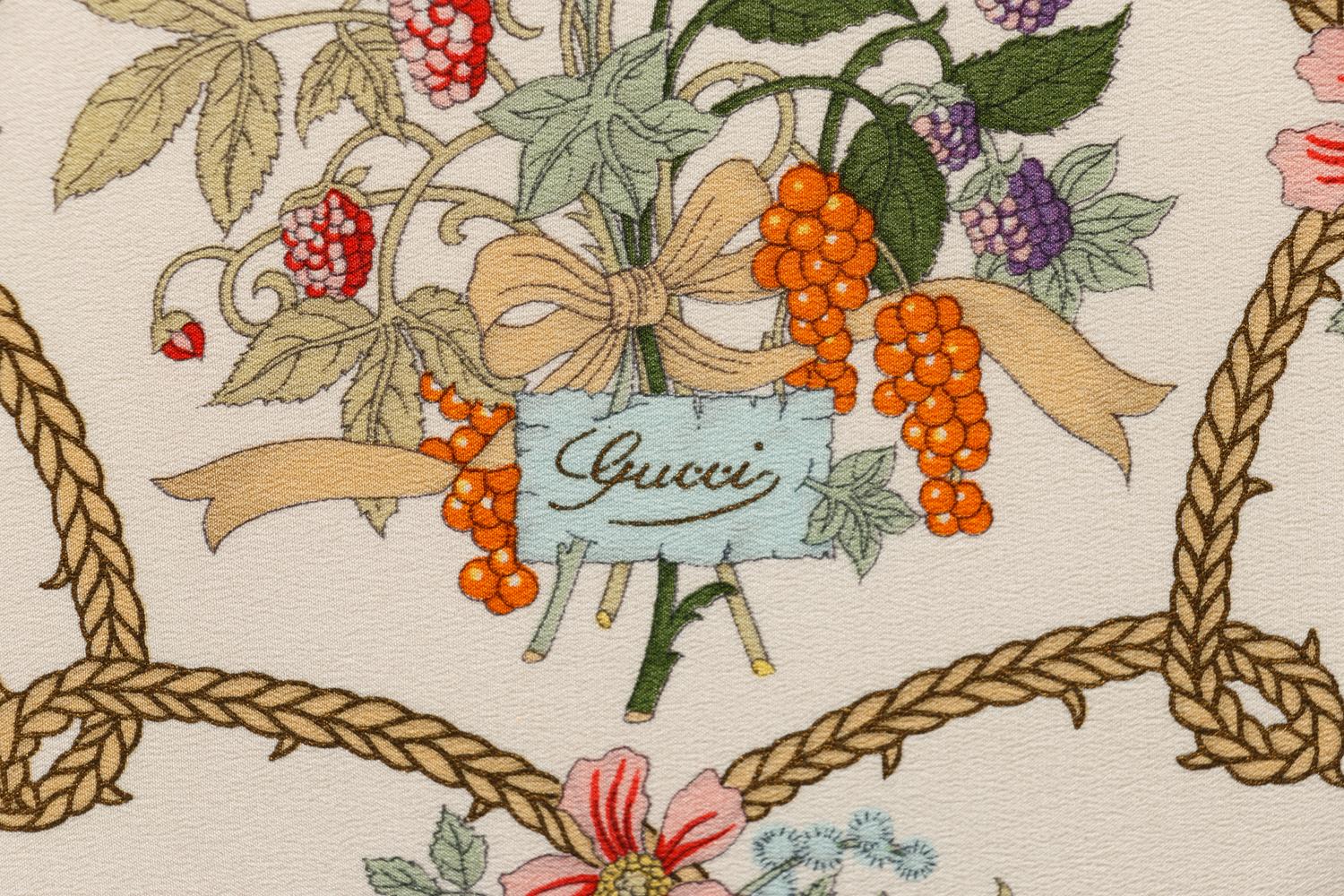 Two Framed Gucci Silk Scarves