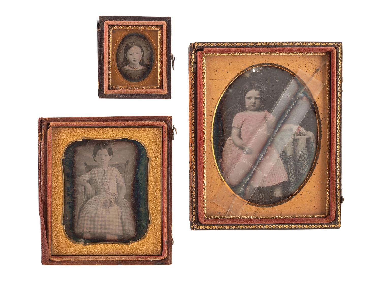 [EARLY PHOTOGRAPHY]. A group of 22 daguerreotype portraits of female children, including: