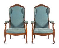 A Pair of Louis Philippe Mahogany Wingback Bergères