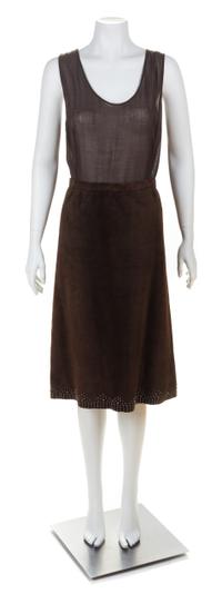 An Yves Saint Laurent Haute Couture Brown Suede Dress and Jacket Ensemble, No size.