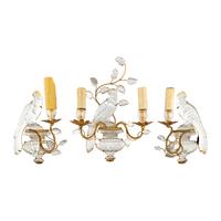A Gilt Metal and Rock Crystal Wall Light Garniture