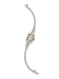 HAMILTON, PLATINUM AND DIAMOND WRISTWATCH
