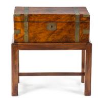A George III Brass Inlaid Walnut Lap Desk, Height 20 x width 19 x depth 12 inches.