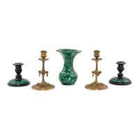 A Group of Five Malachite Table Articles