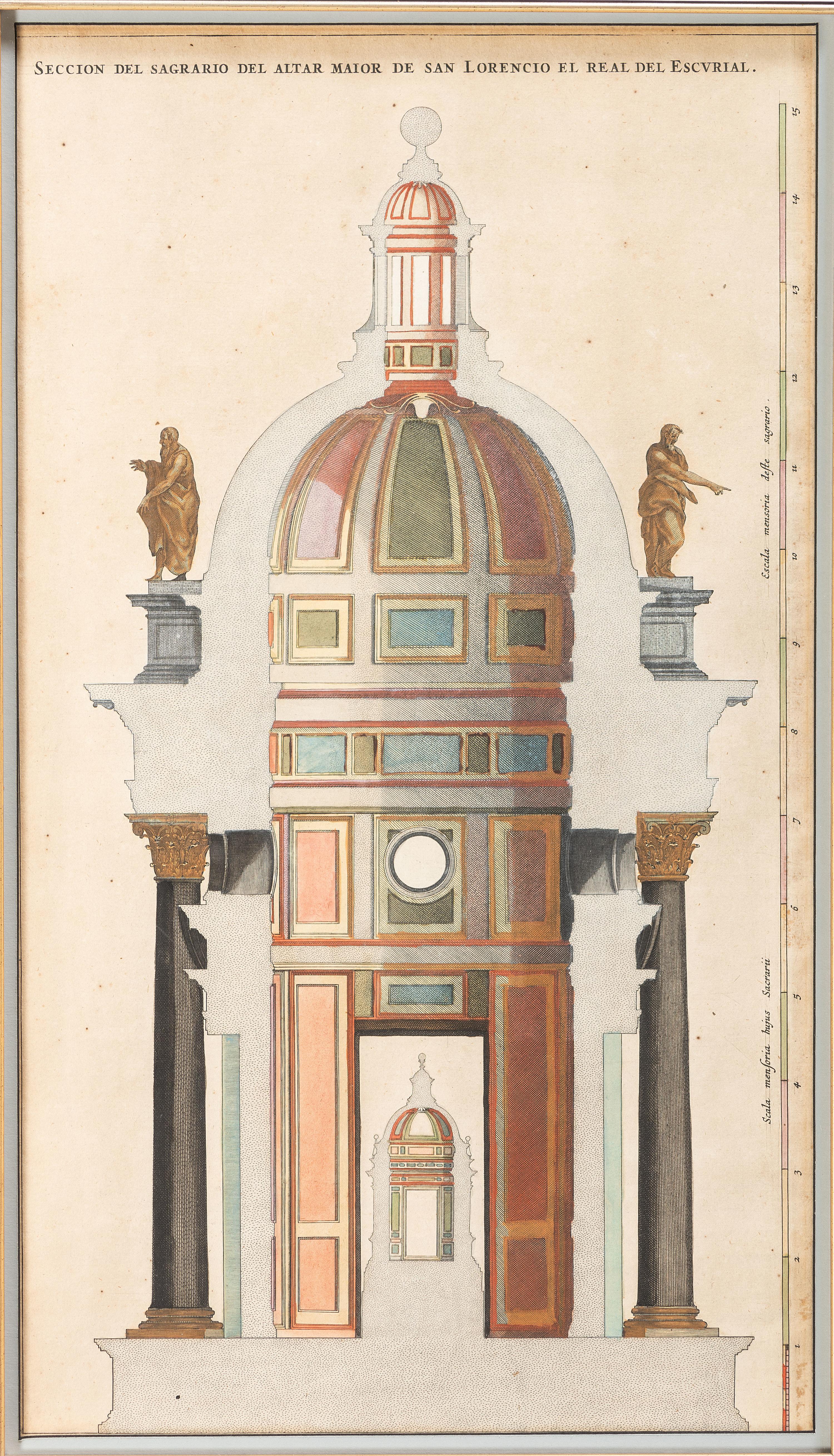 Six Hand-Colored Architectural Engravings