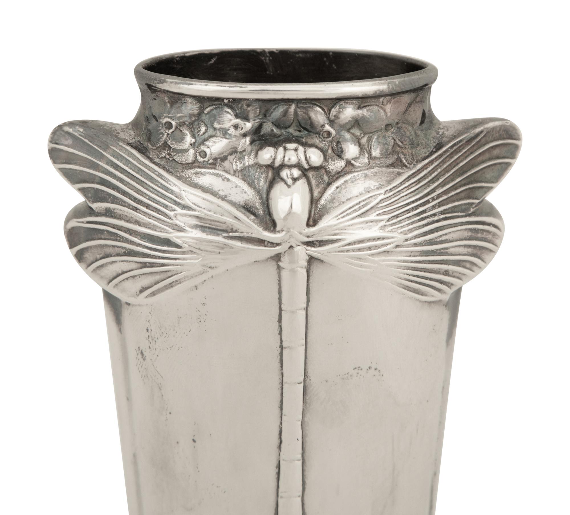 A Christofle Silver Plate Dragonfly Vase — 20th Century