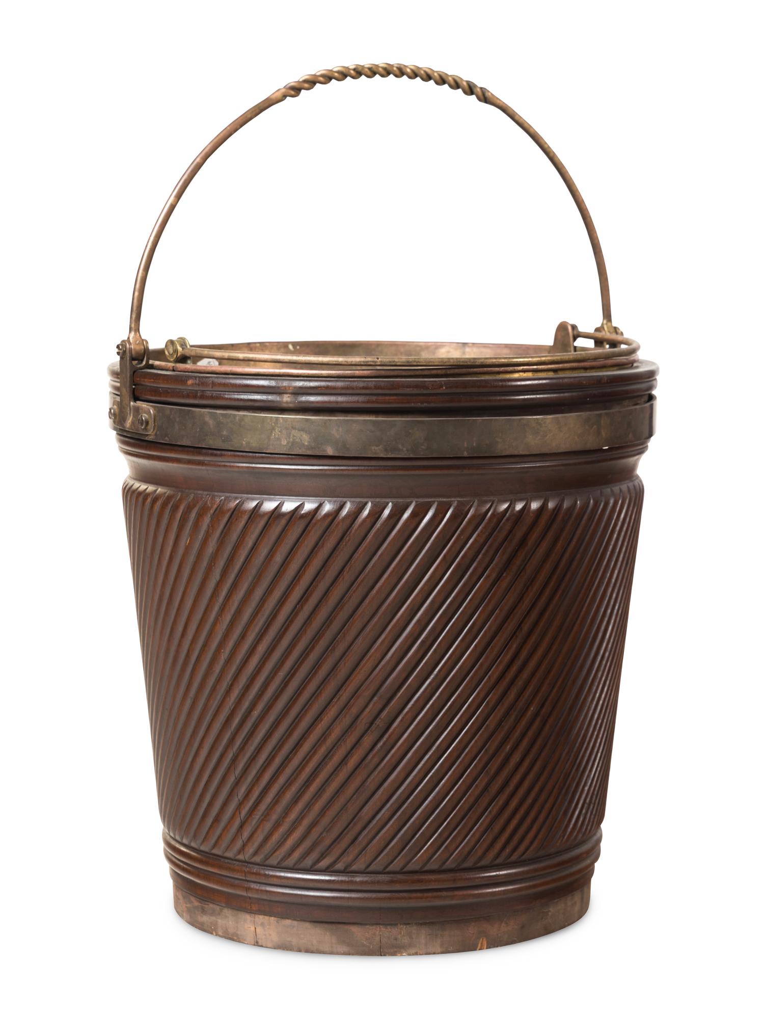 An Irish Regency Style Mahogany and Brass Bound Peat Bucket