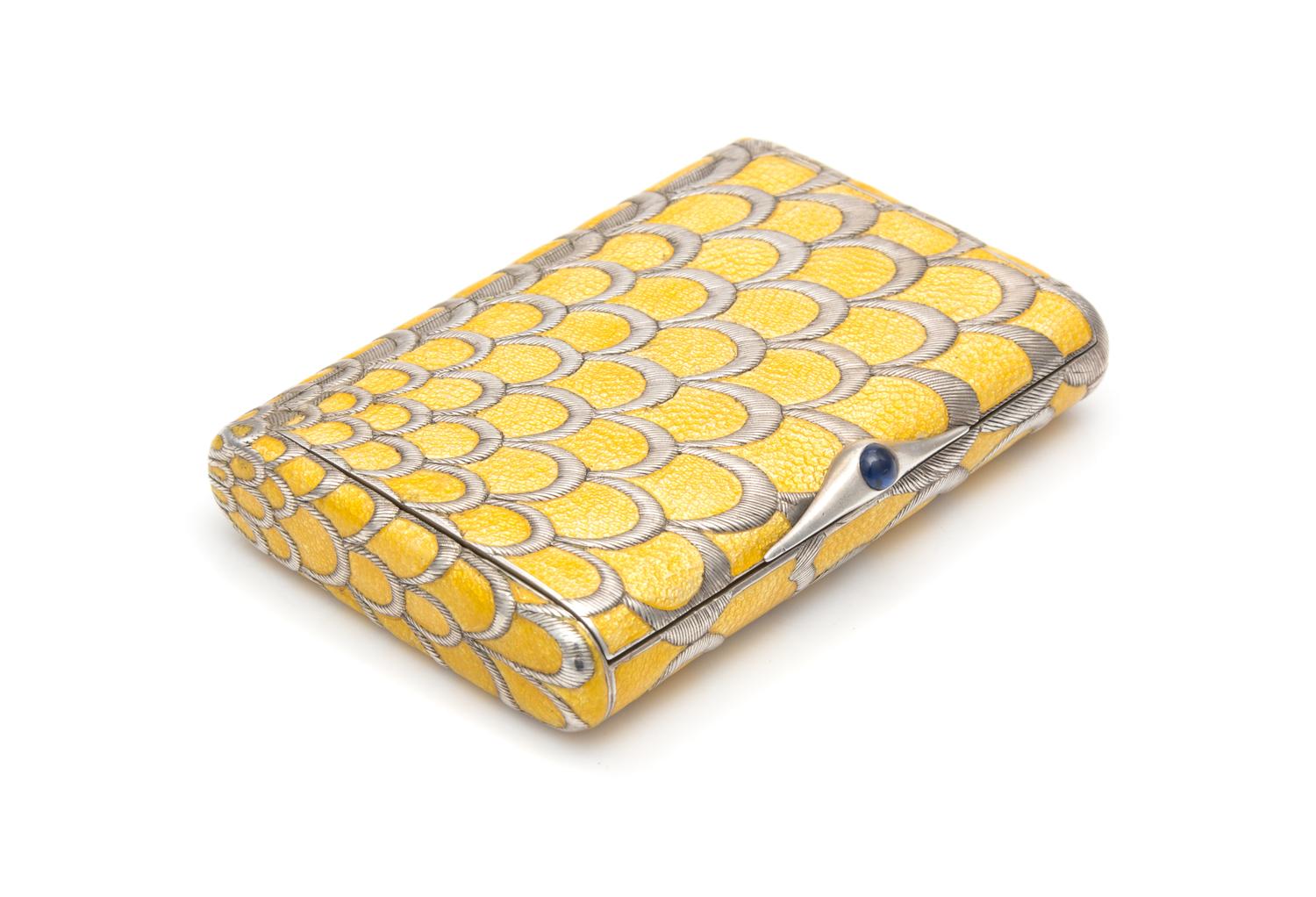 A Russian Enameled Silver Cigarette Case, Mark of Syemyen Yegornov, Assay of Yakov Lyapunov, St. Petersburg, Late 19th/Early20th Centur