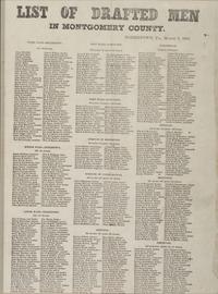 [CIVIL WAR]. List of Drafted Men in Montgomery County. Norristown, PA: N.p., 2 March 1865.