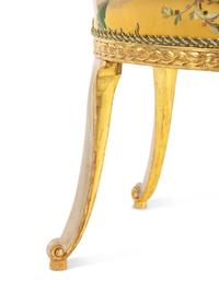 A George III White-Painted and Parcel-Gilt Open Armchair