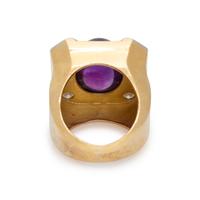 SUSAN BERMAN, YELLOW GOLD, AMETHYST AND DIAMOND RING