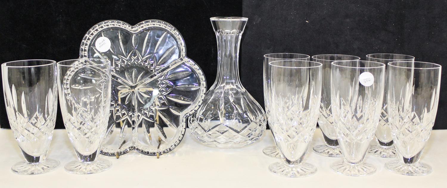 A Group of Waterford Cut Glass Articles Diameter of largest 9 1/4 inches.