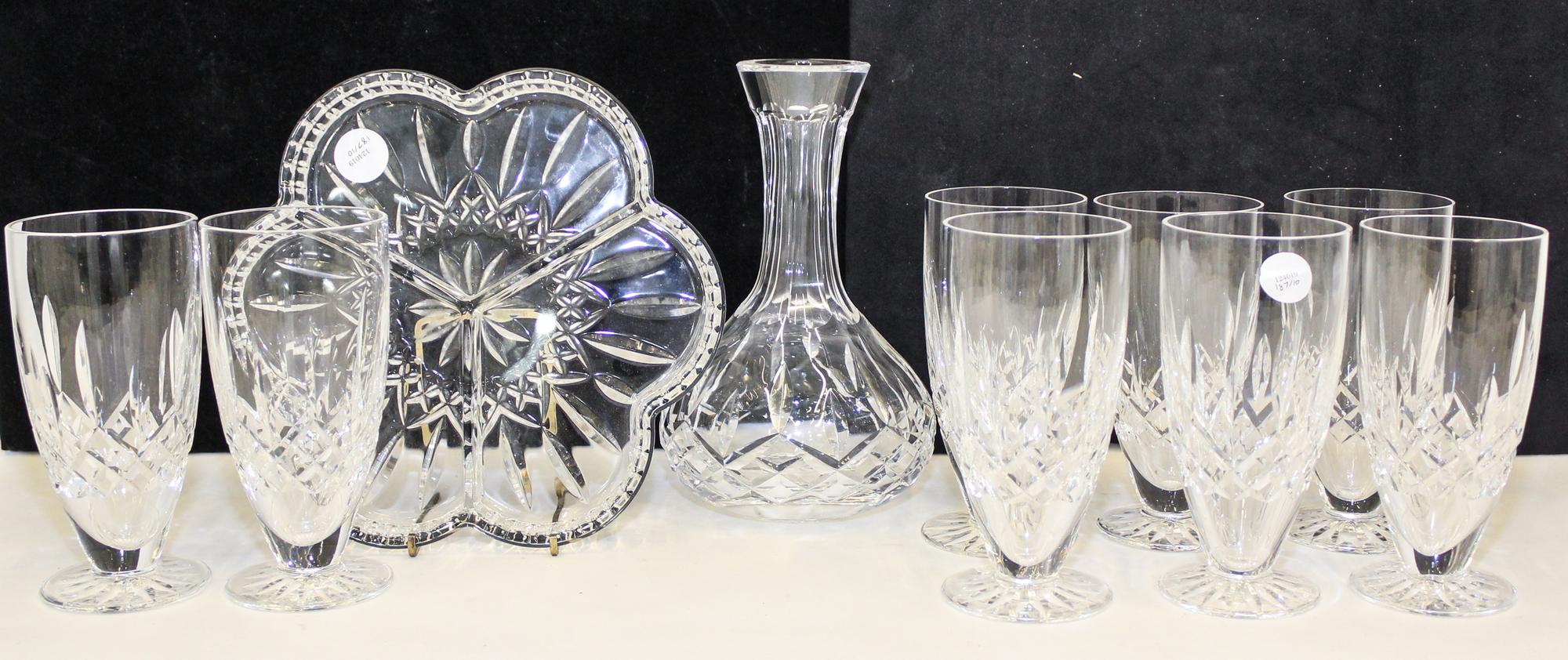 A Group of Waterford Cut Glass Articles Diameter of largest 9 1/4 inches.