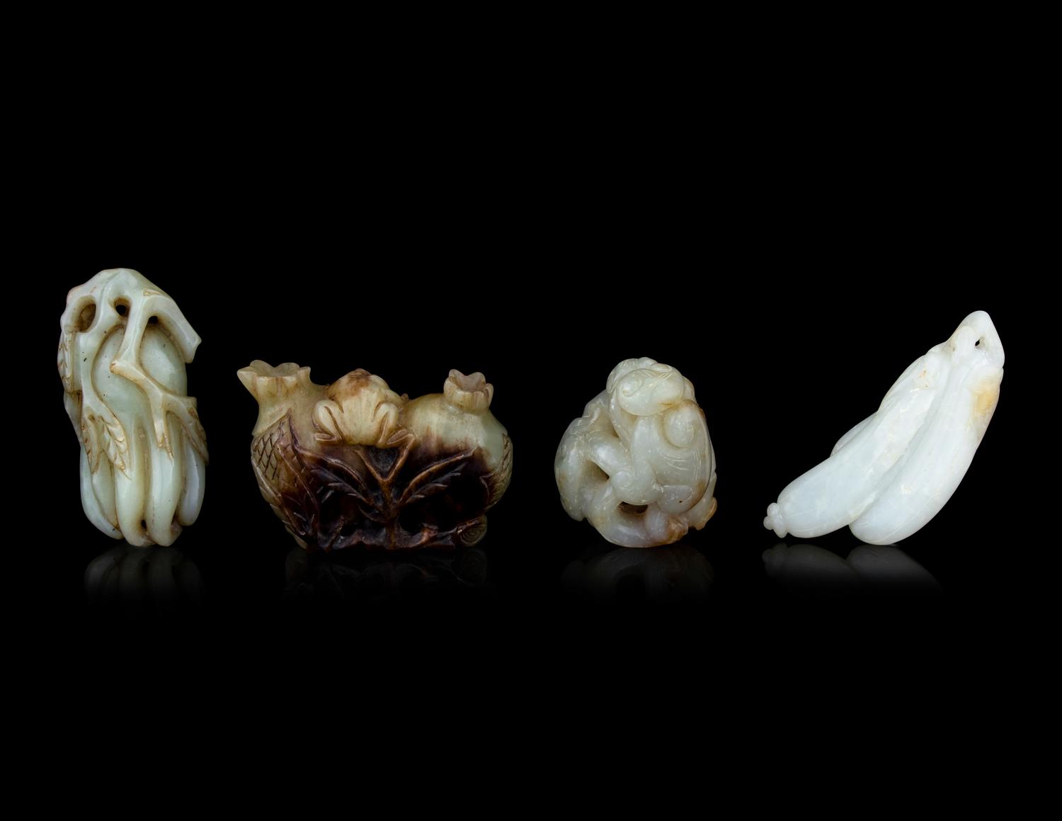 Four Chinese Jade 'Fruit' Carvings