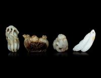Four Chinese Jade 'Fruit' Carvings