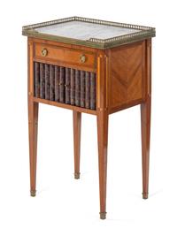 A Louis XV Style Marble-Top Mahogany Side Table