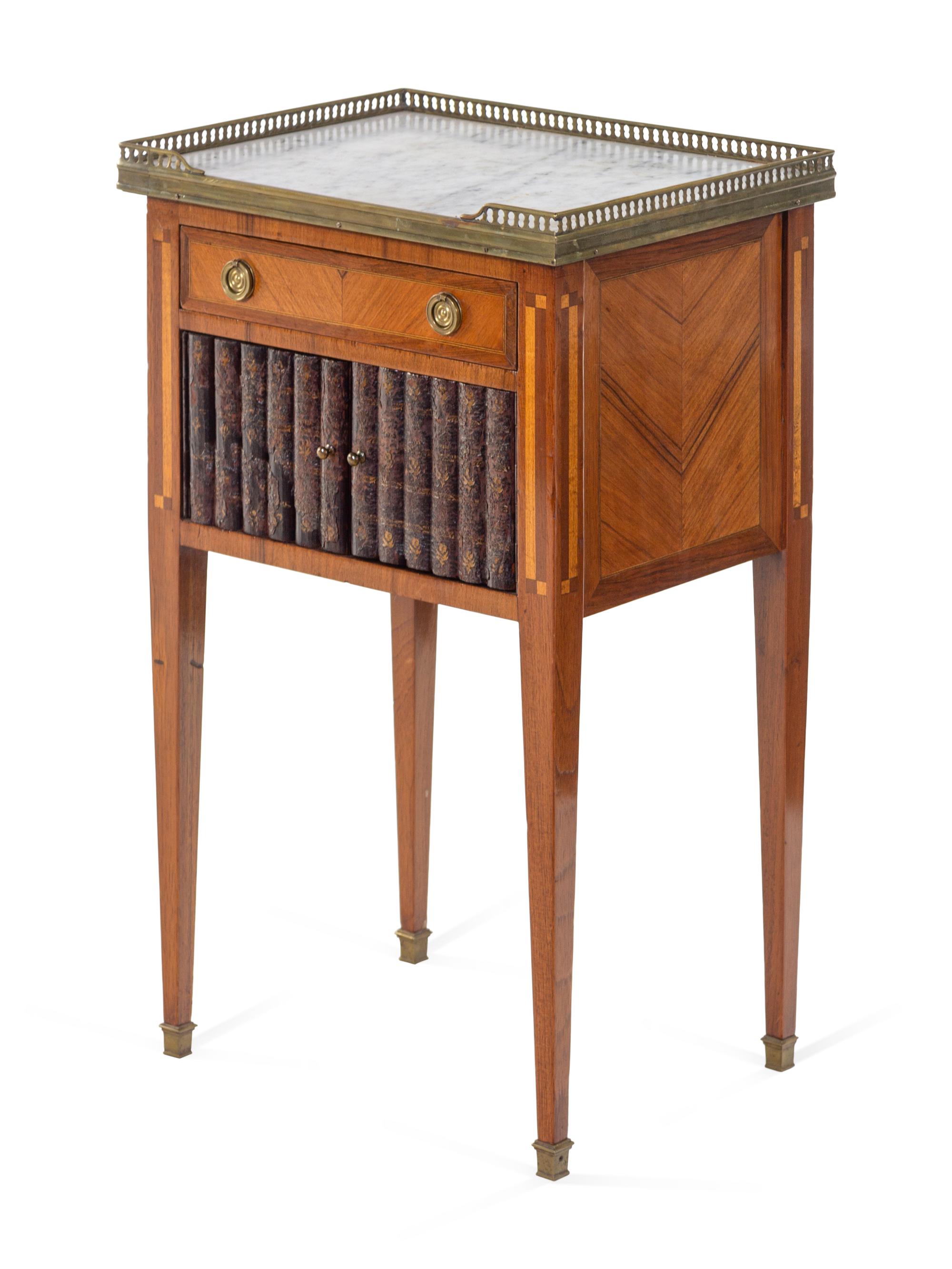 A Louis XV Style Marble-Top Mahogany Side Table