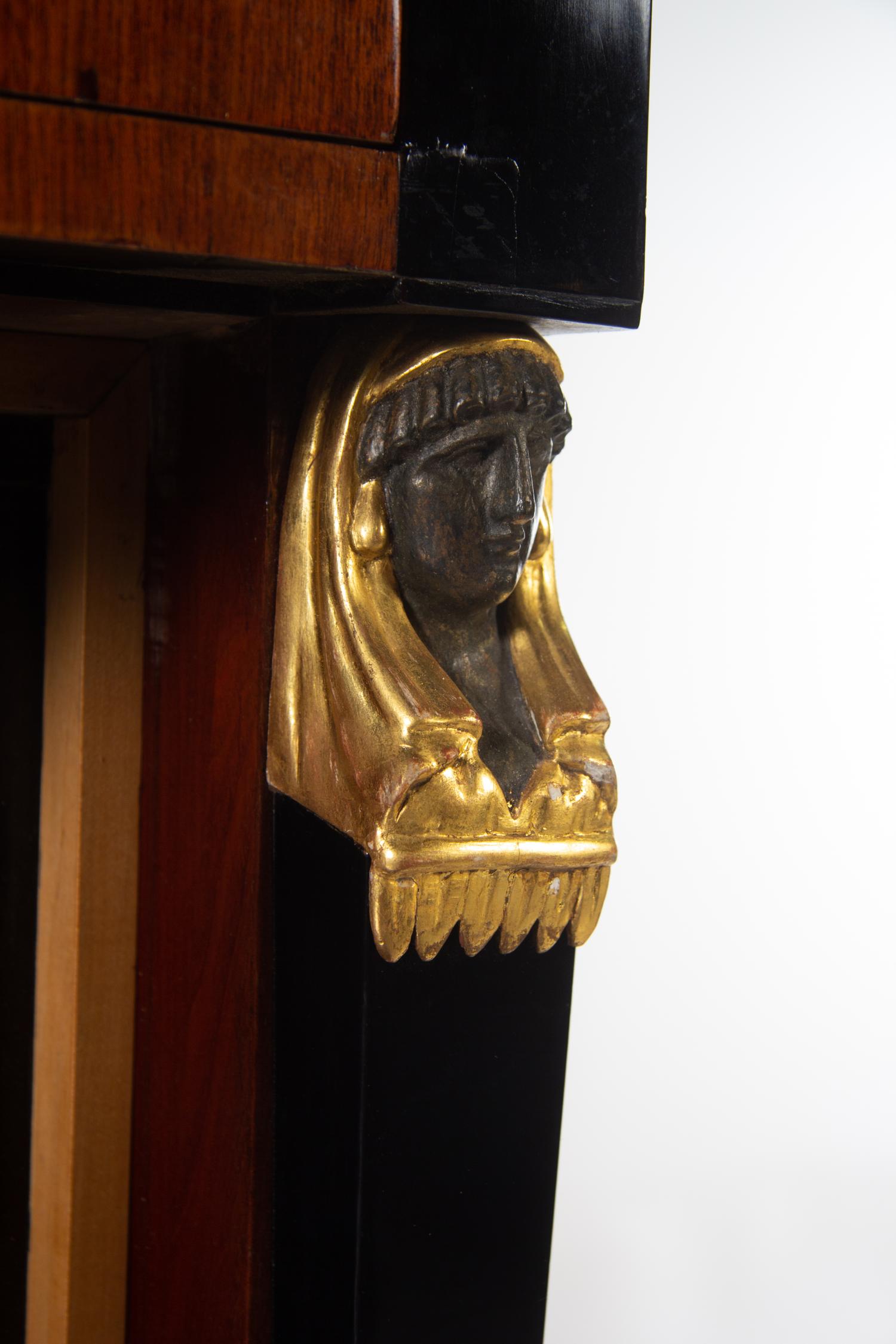 An Austrian Empire Parcel Ebonized and Gilt Mahogany Secrétaire à Abattant