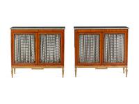 A Pair of Russian Parcel Gilt Satinwood Marble-Top Chiffoniers