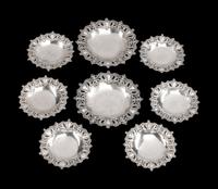 A Set of Eight Portuguese Silver Dessert Plates — Leitao & Irmao, Lisbon, Early 20th Century