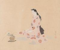 Four Japanese Ink and Color Paintings on Paper
